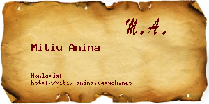 Mitiu Anina névjegykártya